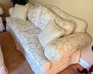 Traditional Damask Upholstered Sofa