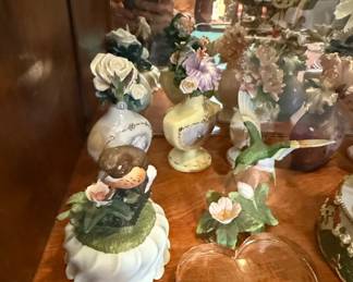 Collection of Decorative Porcelain Floral and Bird Figurines