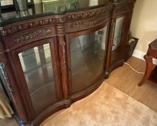 Traditional Serpentine Front Buffet with Marble Top