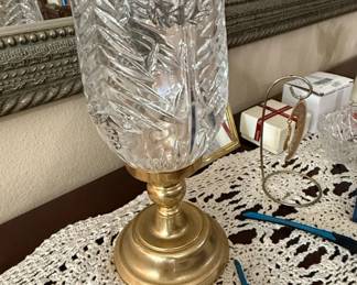 Vintage International Silver Co. Crystal Hurricane Candle Lamp