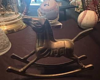 Vintage Brass Rocking Horse Figurine
