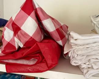 Red Gingham Picnic Tablecloth and Quilted Cover Set