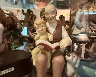 Vintage Grandpa Reading to Child Figurine
