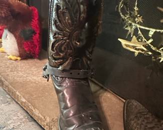 Handmade Leather Cowboy Boot Candle Holders second image