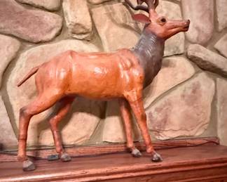 Vintage LeatherWrapped Elk Sculpture