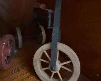 Vintage Miniature Wooden Tricycle Toy