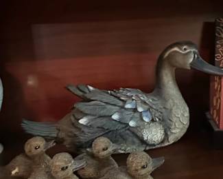 Decorative Wood Duck and Ducklings Figurine Set