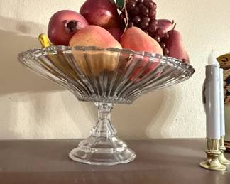 Vintage Pressed Glass Pedestal Fruit Bowl