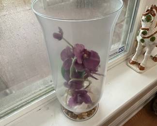 Artificial Orchid Arrangement in Hurricane Vase