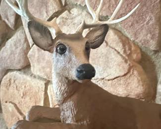 Cast Resin Reclining Buck Figurine