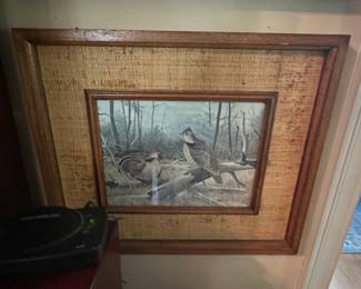 Vintage Game Bird Prints in Grasscloth Frames second image