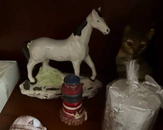 Vintage Figurine Collection Horse, Lighthouse, Shell