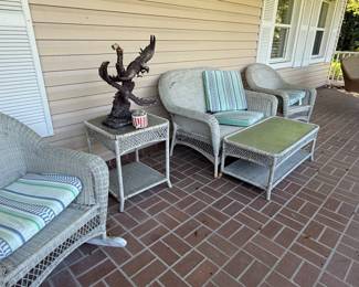 Vintage White Wicker Patio Set