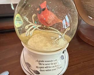 Cardinal Memorial Musical Snow Globe