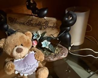 Welcome to My Garden Ant Figurine with  Grandma Teddy Bear