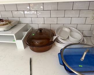 Computer monitor riser, corningware baking pieces 