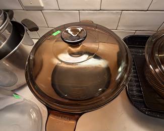 Corningware cookware Vision line with green  manganese glow $10