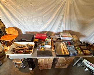 Assorted tools and heavy-duty bins