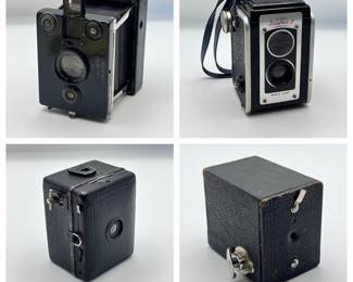 Top left: Goerz Vest Pocket Tenax. Top right: Duaflex II. Bottom left: Baby Box Tengor. Bottom right: Kodak No. 00 Cartridge Premo.