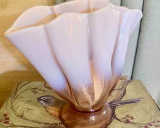 Antique Fenton Cameo Fan Vase