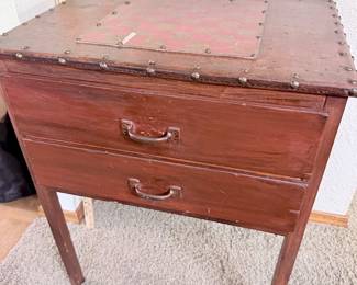 28 “ height  x  23” width  / nailhead  / checkerboard top