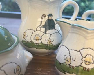 5 pc set /Sheep / Shepard Teapot pitcher cream sugar & t/ c