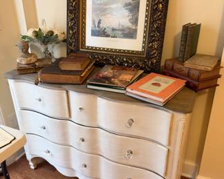 Chest, antique & vintage books, antique picture