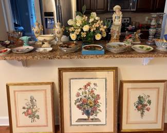 Antique & vintage accessories, floral framed pictures