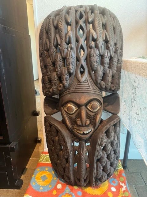 4 ft tall Solid Wood Mask - African, New Guinea, Pacific Island Antiques from around the World