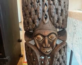 4 ft tall Solid Wood Mask - African, New Guinea, Pacific Island Antiques from around the World