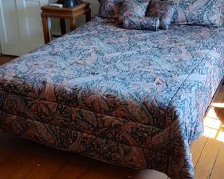 Queen size bed w antique brass headboard