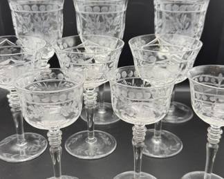 Rock Sharpe ‘Spode’ pattern cut and etched crystal stems. 1930-50’s 