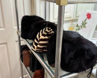 Vintage designer bags, hats, scarves, belts, gloves, vintage clothing, Irish wool sweaters. 