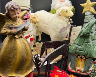 Christmas decor of every genre, and theme. Vintage Italian, German, American. Folk Art, Blown Glass,  Polychrome Wood, Paper Mache, Wool, Wire Wrapped, Mid Century Kitch,  Rustic, and Contemporary, Limited Editions. Radko, De Carlini, Resl Lenz, Mark Roberts, House Of Hatten, Annalee, Disney, and MORE!!! 