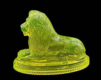 Antique circa 1870’s John Derbyshire Uranium Pressed Glass Paperweight