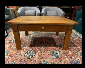 Coffee table, craftsman made from antique “red’ cypress wood 