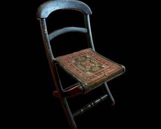 RARE Antique Victorian Child’s Folding Chair with Original Upholstery in Excellent Condition