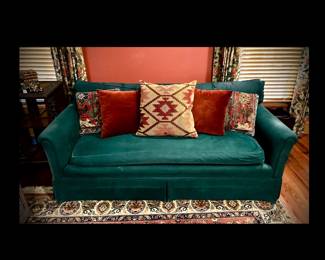 Super Comfy single cushion Sofa in Emerald Green Twill