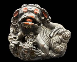 Antique Black Soapstone “FOO DOG” Sculpture from China