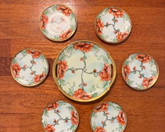 Antique German hand painted dessert set 