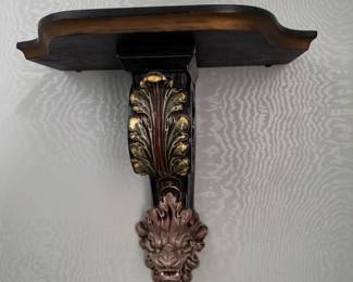 Italian Majolica and polychromed wall shelf. 