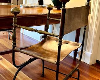 Pair of 20th century Italian stamped Savonarola chairs, Curule (X) style