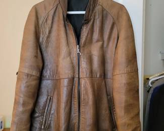 Leather bomber jacket