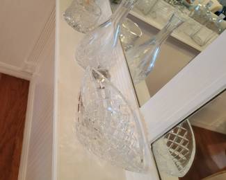 Glass/crystal decanters, bowls, etc.
