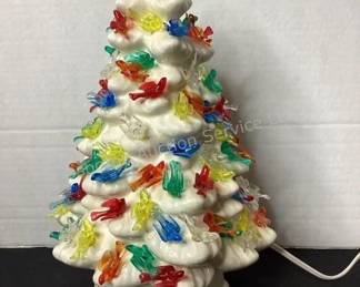 Vintage ceramic Christmas tree with birds