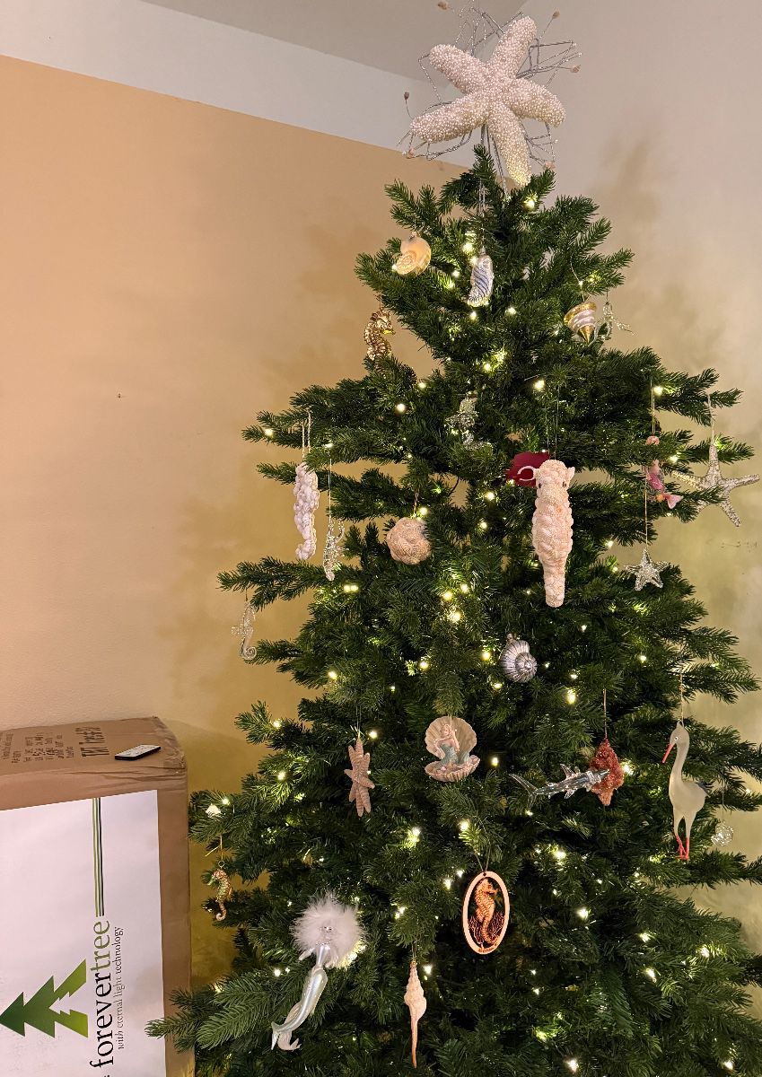 Forever Christmas Tree, Tons of Shell, Mermaids, & Seahorse Ornaments 
