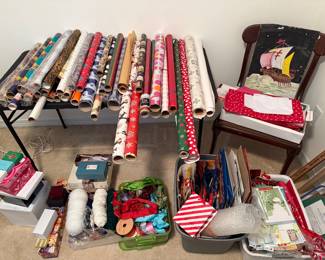 Wrapping paper, bags, boxes, tags, ribbon