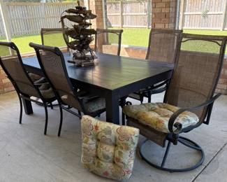 7 piece outdoor dining set & Driftwood Christmas Tree