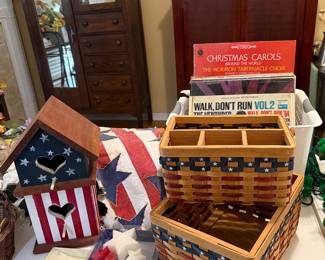 4th of July, Records, Vintage Oak Chifforobe, & TV Cabinet
