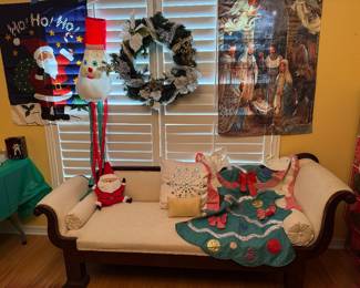 Empire Mahogany Couch & Christmas Flags